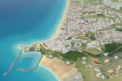 La posizione di Central Loft sulla mappa 3D di Sperlonga, vista dal mare