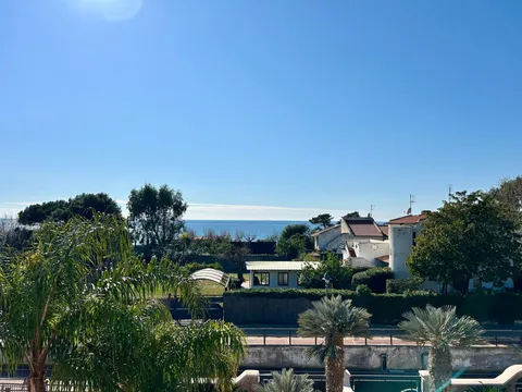 Vista dalla terrazza sulle palme fino al mare