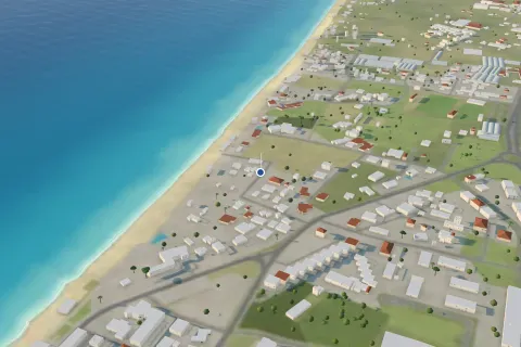 La posizione di Villa Palmera sulla mappa 3D di Sperlonga, vista dal mare